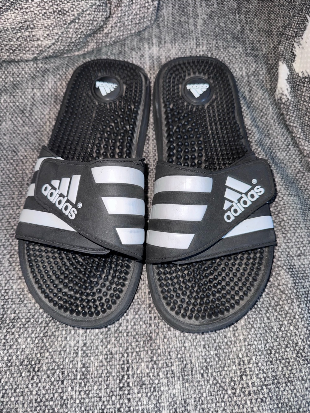 adidas Black and White Adjustable Slide Sandals